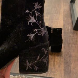 Black velvet booties